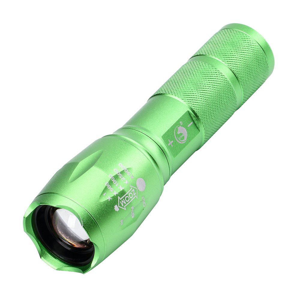 

U`King Cree T6 1000LM 3 Mode Rechargeable Built-In Battery Multifunctional Zoomable Flashlight Torch, Green;black;golden;green;purple;red