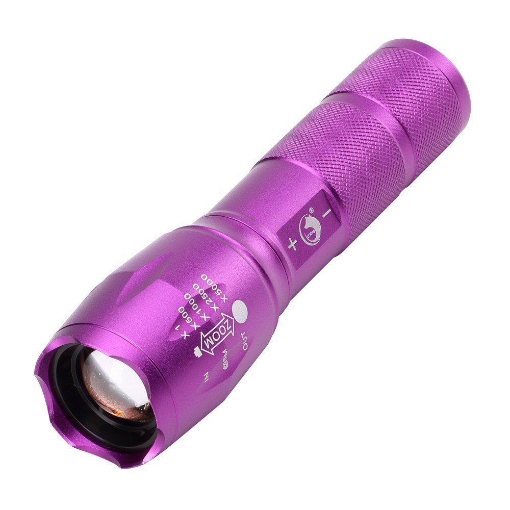 

U`King Cree T6 1000LM 3 Mode Rechargeable Built-In Battery Multifunctional Zoomable Flashlight Torch, Purple;black;golden;green;purple;red