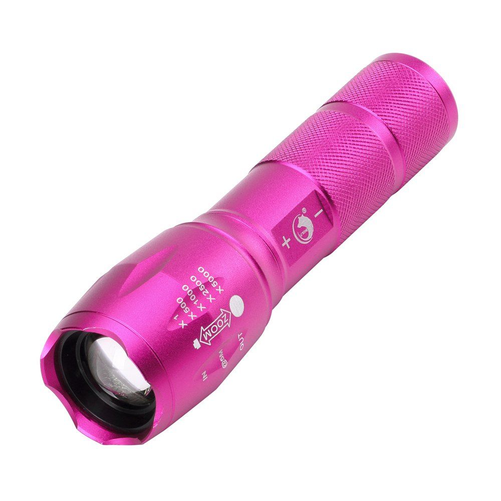 

U`King Cree T6 1000LM 3 Mode Rechargeable Built-In Battery Multifunctional Zoomable Flashlight Torch, Red;black;golden;green;purple;red