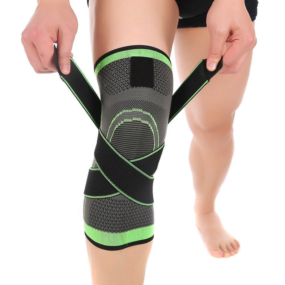 

Mumian S13 Three - Dimensional Weaving Compression Adjustable Knee Pad - 1PCS, Green + grey