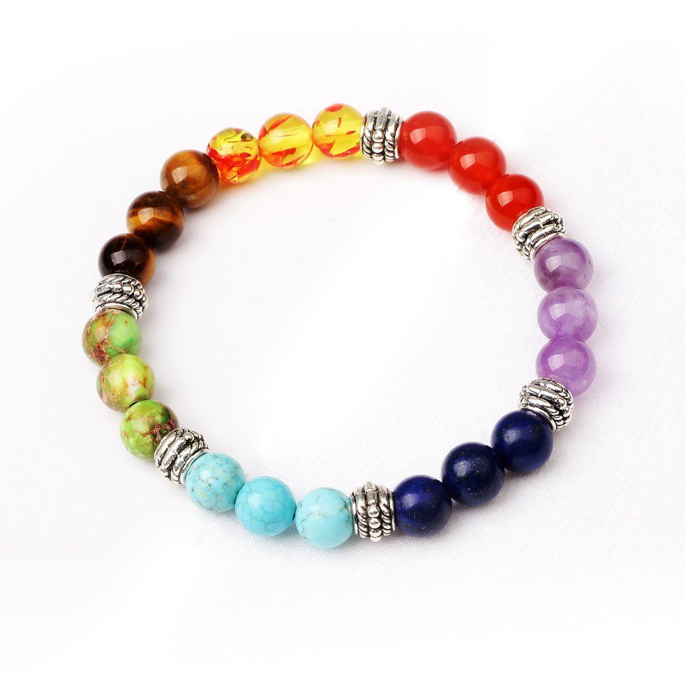 

7 Colour Agate Beads By Hand Black Frosted Yoga Energy Beads Bracelet 8MM, Muti-color tf2104/2316#