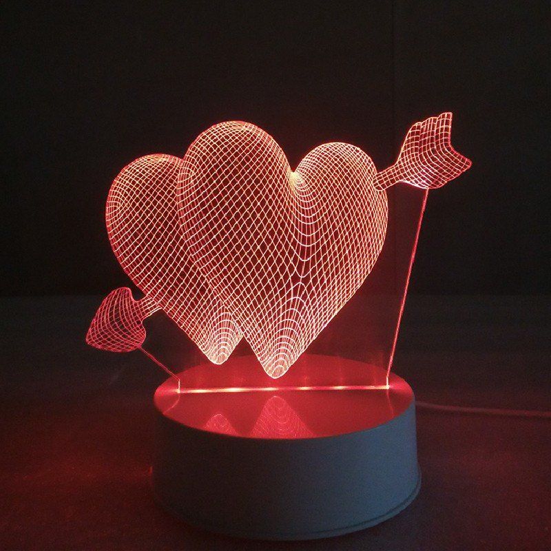 

Cupid Hearts Night Light Touch 3D LED Table Desk Lamp, Rgb