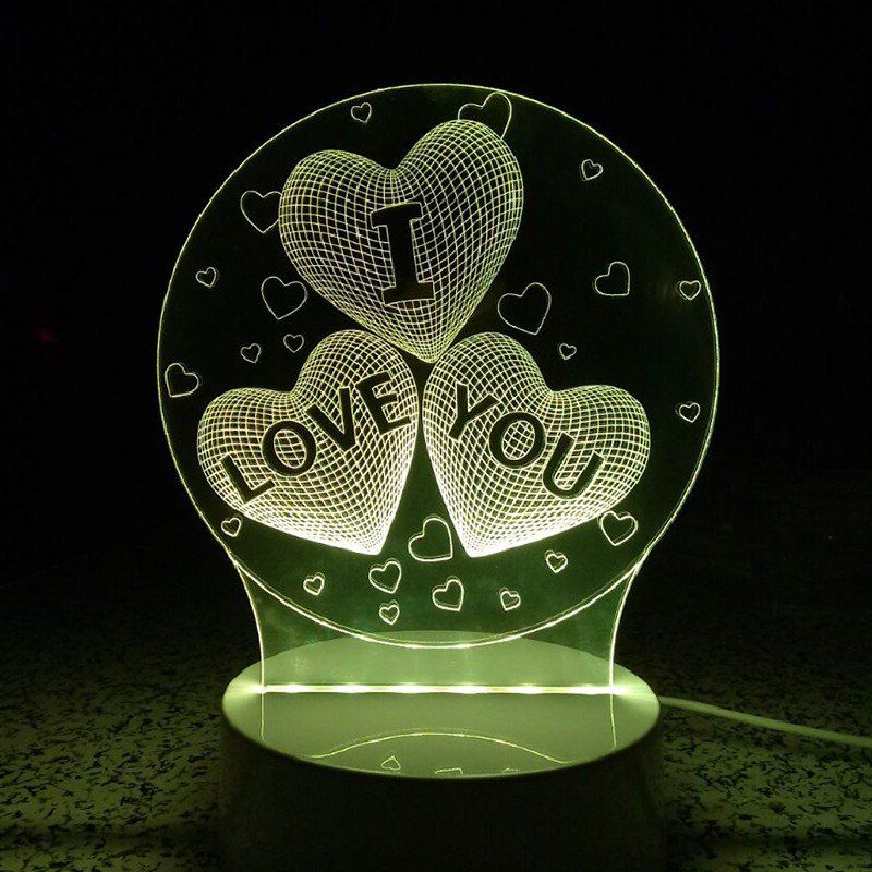 

Heart I Love You Night Light Touch 3D LED Table Desk Lamp, Rgb