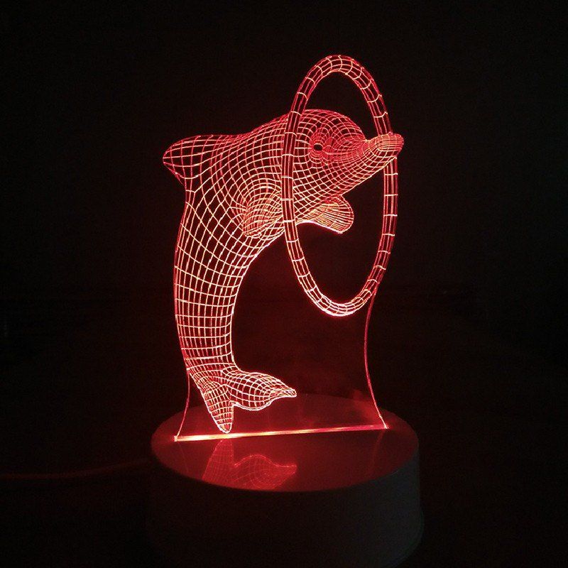 

Multi-Colored Bulbing Light Dolphin 3D LED Night Light Table Desk Lamp, Rgb