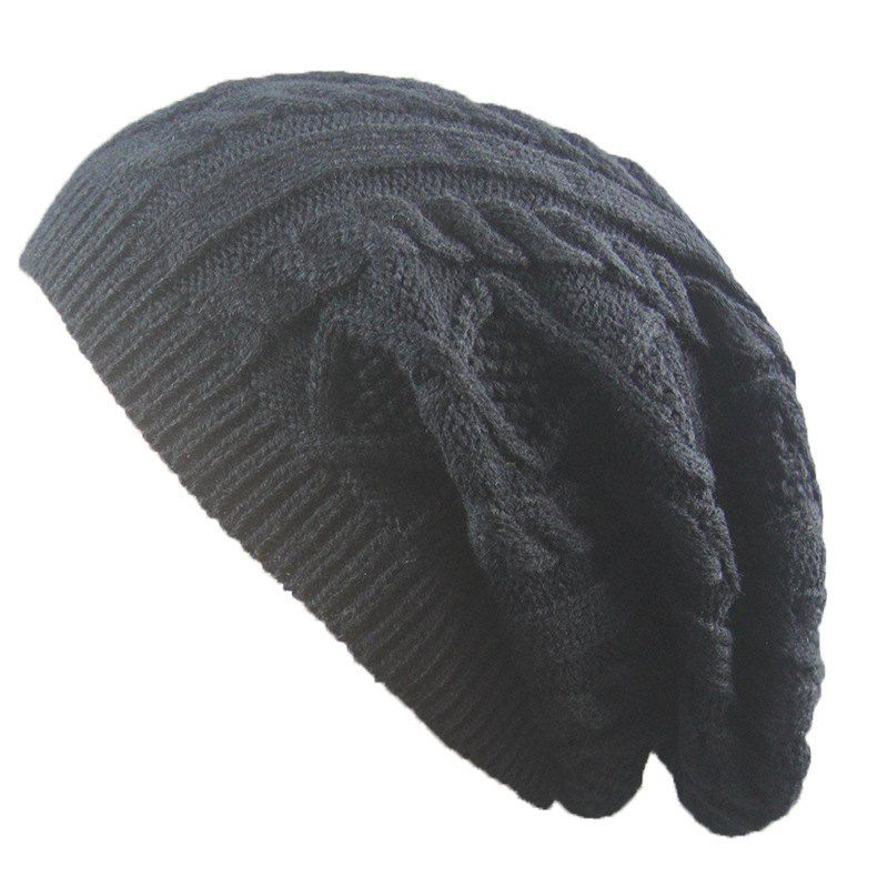 

Winter Cap Small Twist Knitted Hats Europe and The United States Outdoor Men and Women Leisure Sets of Wool Hat, Black