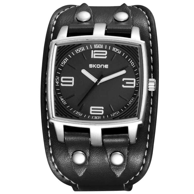 

Skone 9446G 3840 Fashion PU Band Men Watch, Black