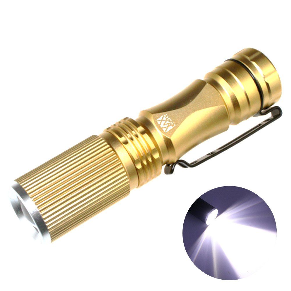 

YWXLight XPE-Q5 LED 200LM 3 Modes Telescopic Zoom Ultra Bright Neutral White Light Mini Flashlight, Golden;black;golden