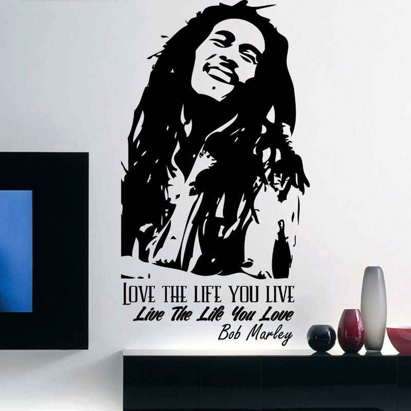 

DSU BOB - 16 Love the Life You Live Reggae Rasta Wall Sticker, Black