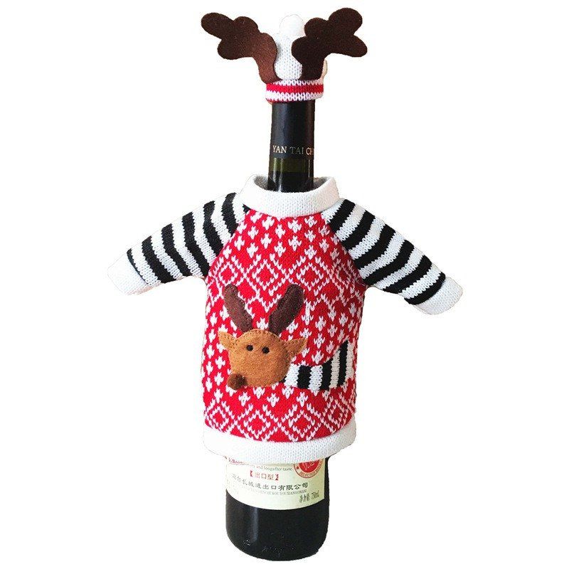 

AY - hq240 Christmas Decoration Wine Elk Sweater Clothes Bottle Cover, Red