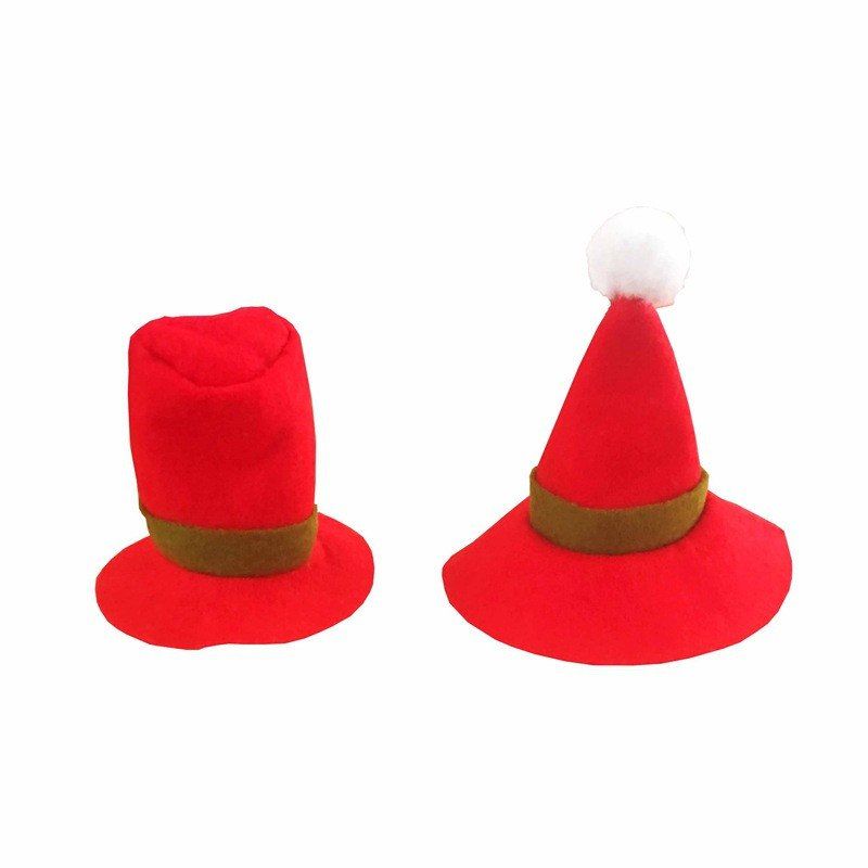 

2PCS AY - hq250 Christmas Decoration Hat Wine Bottle Decorated Small Hat, Red