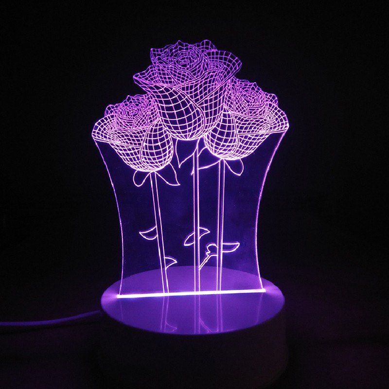 

DSU Creative Rose 3D Lamp LED Night Light USB for Party, Rgb