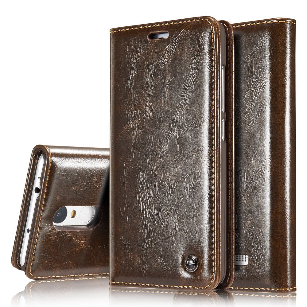 

CaseMe Premium Quality Magnetic PU Leather Wallet Stand Case for Xiaomi Redmi Note 3, Brown