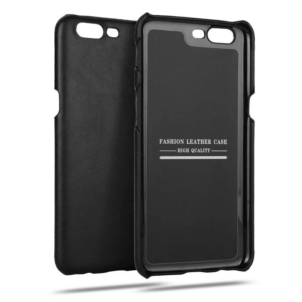 

Wkae Genuine Leather Durable Back Cover Retro Frosted Shock Resistant Shell Case for OnePlus 5, Black