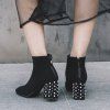 Femmes Bottes Solide Couleur Strass Décoration Élégant Cheville Talon Épais Chaussures à Bout Carré -  
