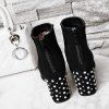 Femmes Bottes Solide Couleur Strass Décoration Élégant Cheville Talon Épais Chaussures à Bout Carré -  