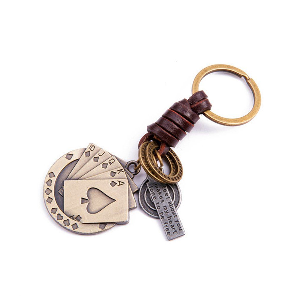 

Men'S Key Ring Fashion Durable Lightweight Poker Key Ring Accessory, Bronzed