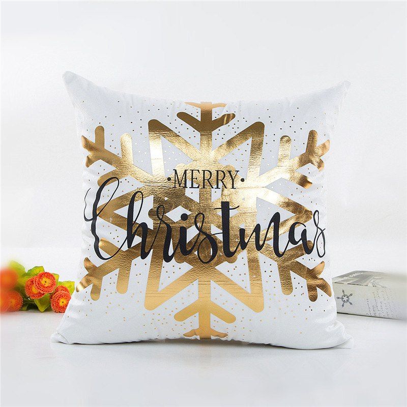 

Christmas Decoration Pillowcase Snowflake Pattern Pillow Cover, White
