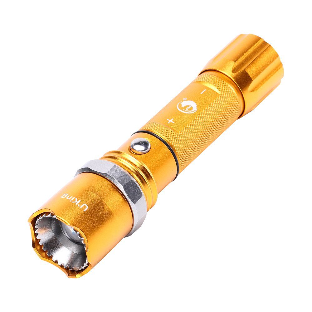 

U`King Xml T6 1000LM 5 Mode Attack Head Zoomable Flashlight Torch Set, Golden;black;blue;brown;golden;green