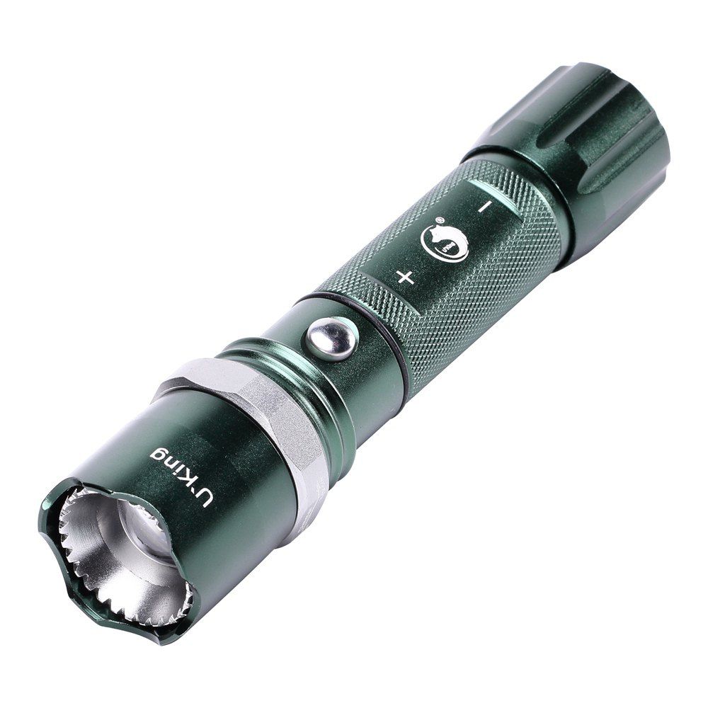 

U`King Xml T6 1000LM 5 Mode Attack Head Zoomable Flashlight Torch Set, Green;black;blue;brown;golden;green