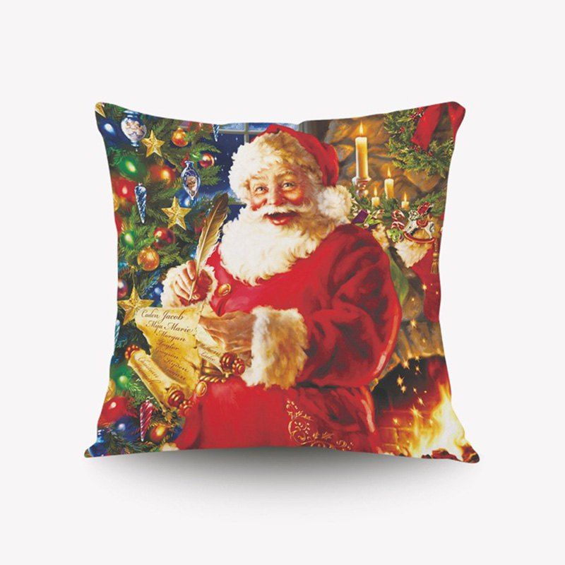 

DIHE Christmas Series Pillow Cover with Santa Claus Desire Flannel Material, Colormix