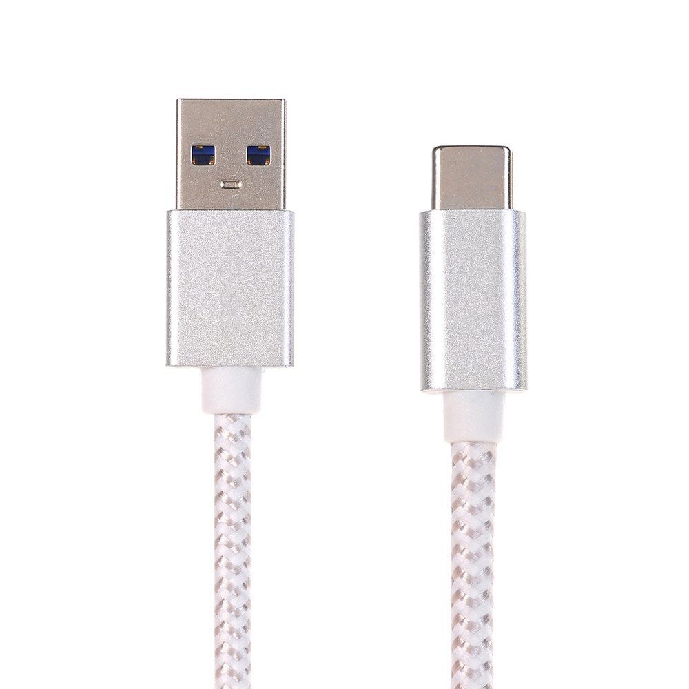 

USB 3.0 to USB 3.1 Type-C USB C Hi-speed Braided Data Sync Charging Cable 2M, Silver