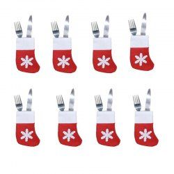 8pcs  Christmas Socks Knife and Fork Storage Bag Decoration -  