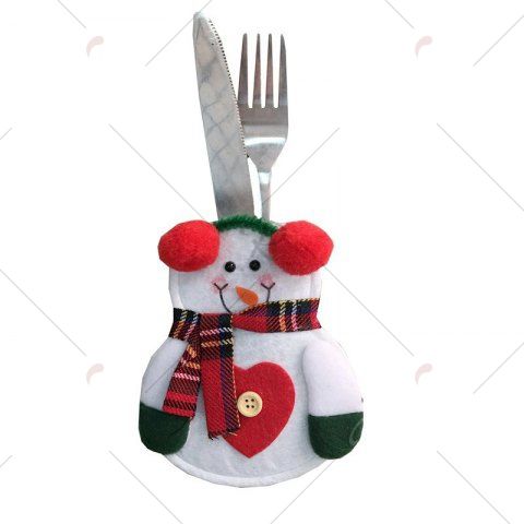 4pcs Santa Claus Snowman Elk Knife and Fork Storage Bag Christmas Decoration