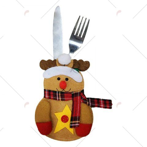 4pcs Santa Claus Snowman Elk Knife and Fork Storage Bag Christmas Decoration