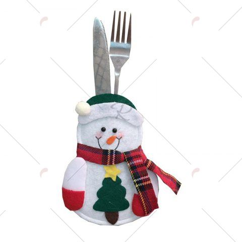 4pcs Santa Claus Snowman Elk Knife and Fork Storage Bag Christmas Decoration