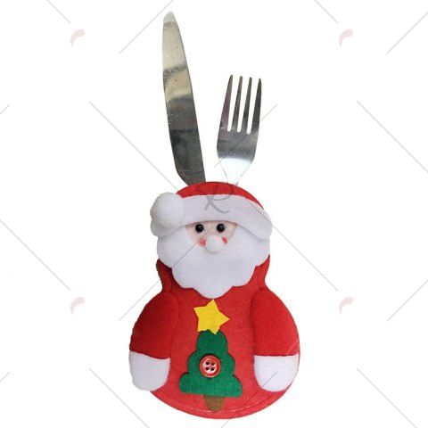 4pcs Santa Claus Snowman Elk Knife and Fork Storage Bag Christmas Decoration