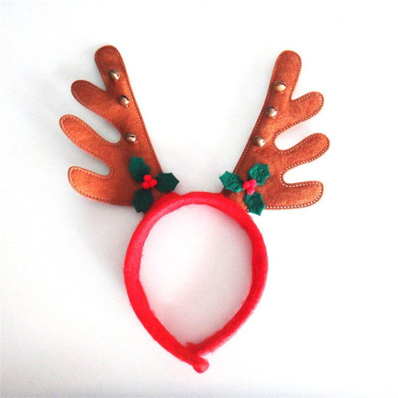 

Christmas Antlers Headband with Bell Holiday Birthday Party Props Supplies, Red