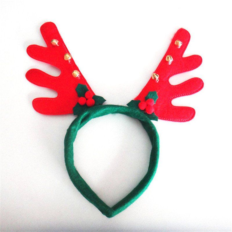 

Christmas Antlers Headband with Bell Holiday Birthday Party Props Supplies, Green