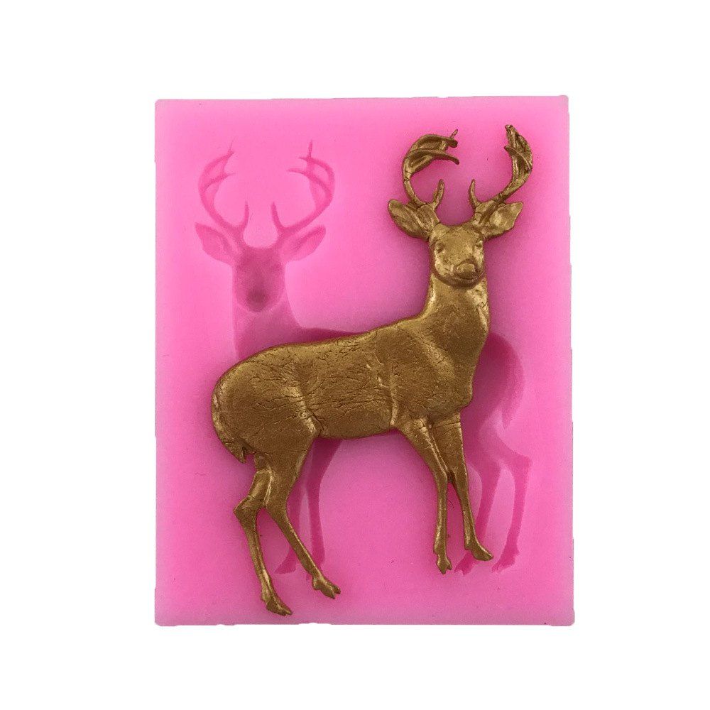 

AY-XP130 Christmas Reindeer Pattern Fondant Mold for Cake Decoration, Pink