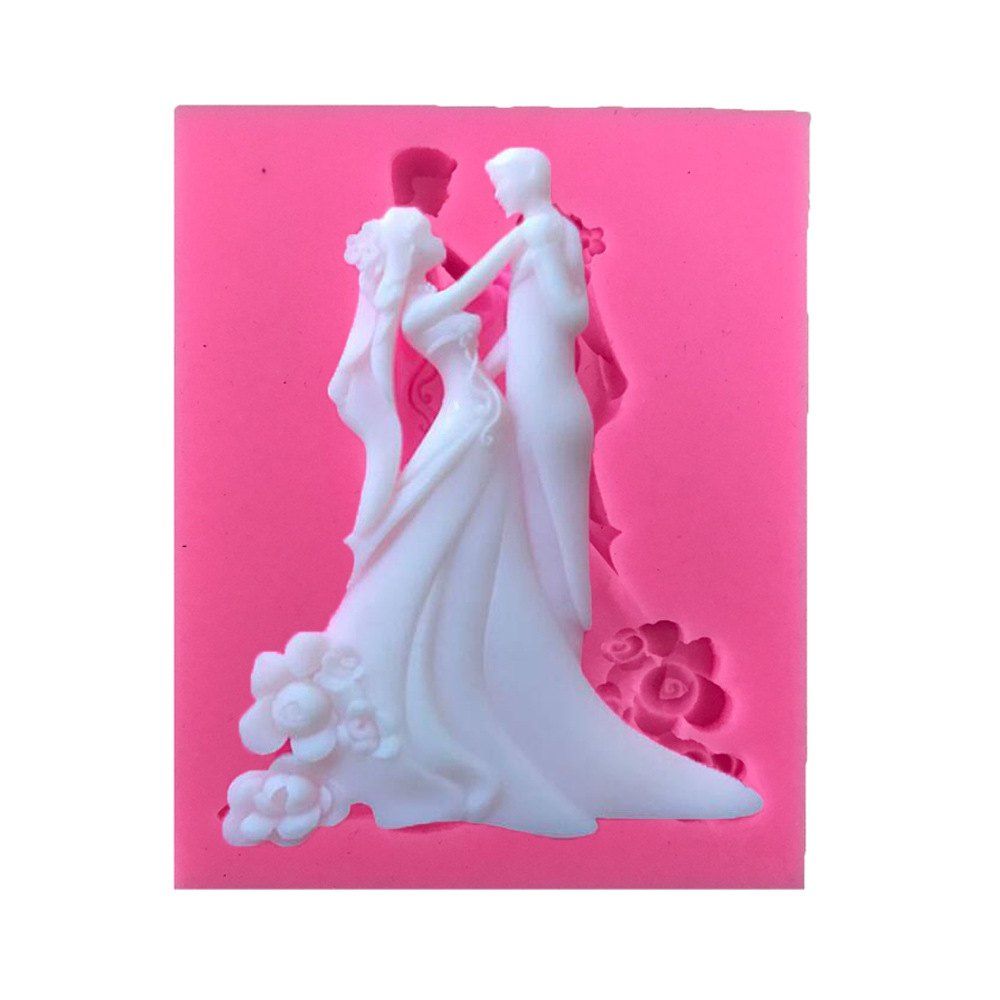 

AY - XP131 Festive Bride Groom Silicone Cake Decoration Mold, Pink