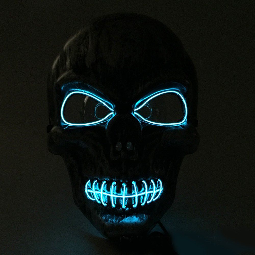 

BRELONG Halloween Creative Skull Tone Mask Horror EL Cool Light Fashion Makeup for Parties, Light bule