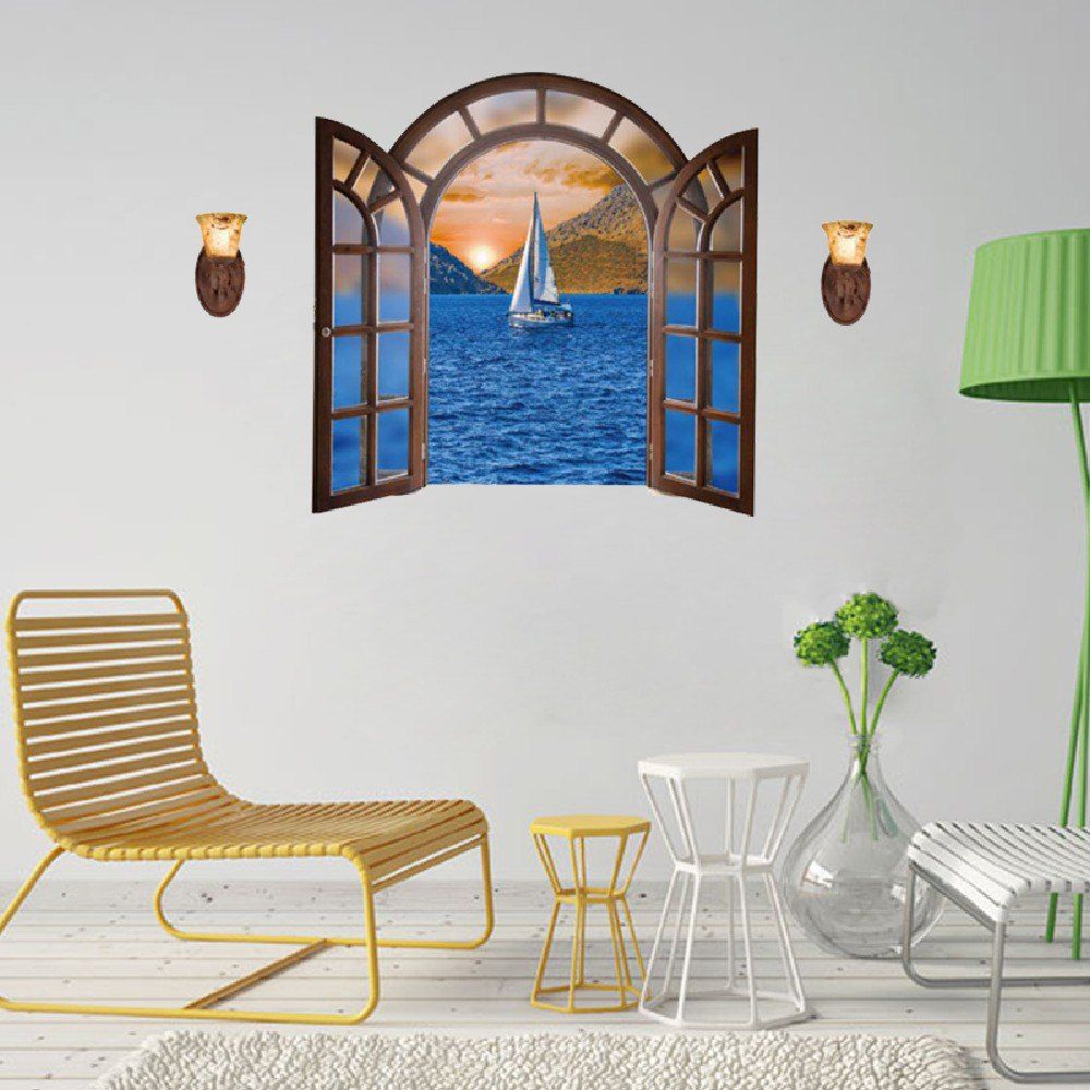 

DSU 3D Creative European Style Windows Living Room TV Wall Decoration, Mix color