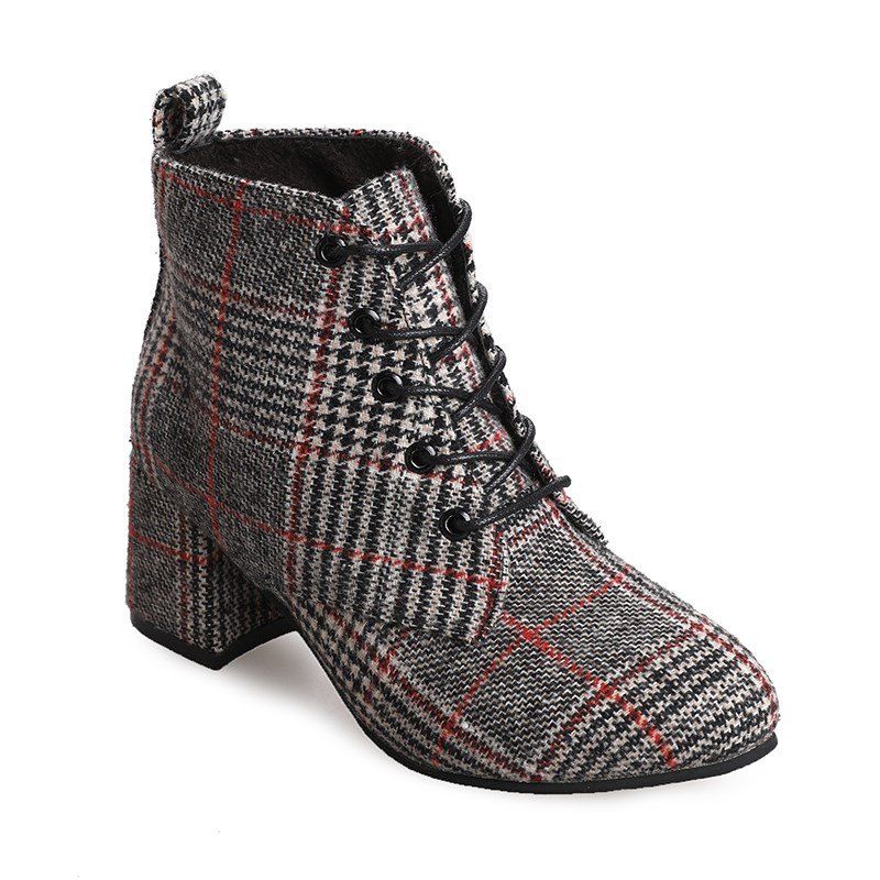 

DG-F608 Pointed To Tie with Coarse Checkerwork Bumading Boots, Gray
