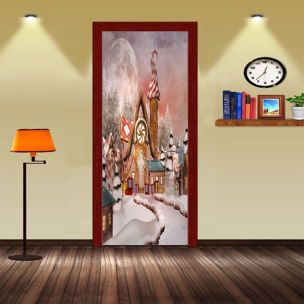 

DSU Christmas Cartoon Landscape Wall Sticker Mural Bedroom Door Poster Home Decor, Mix color