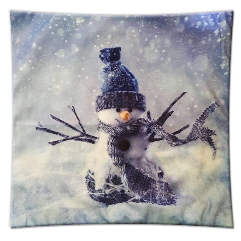 

Christmas Gift Series Romantic Snowman Flannel Pillow Cover, 混合色（colormix）