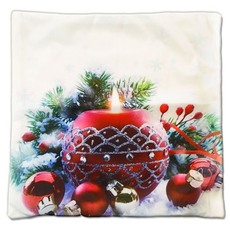 

Christmas Gift Series Romantic Red Candle Round Flannel Material Pillow Cover, 混合色（colormix）