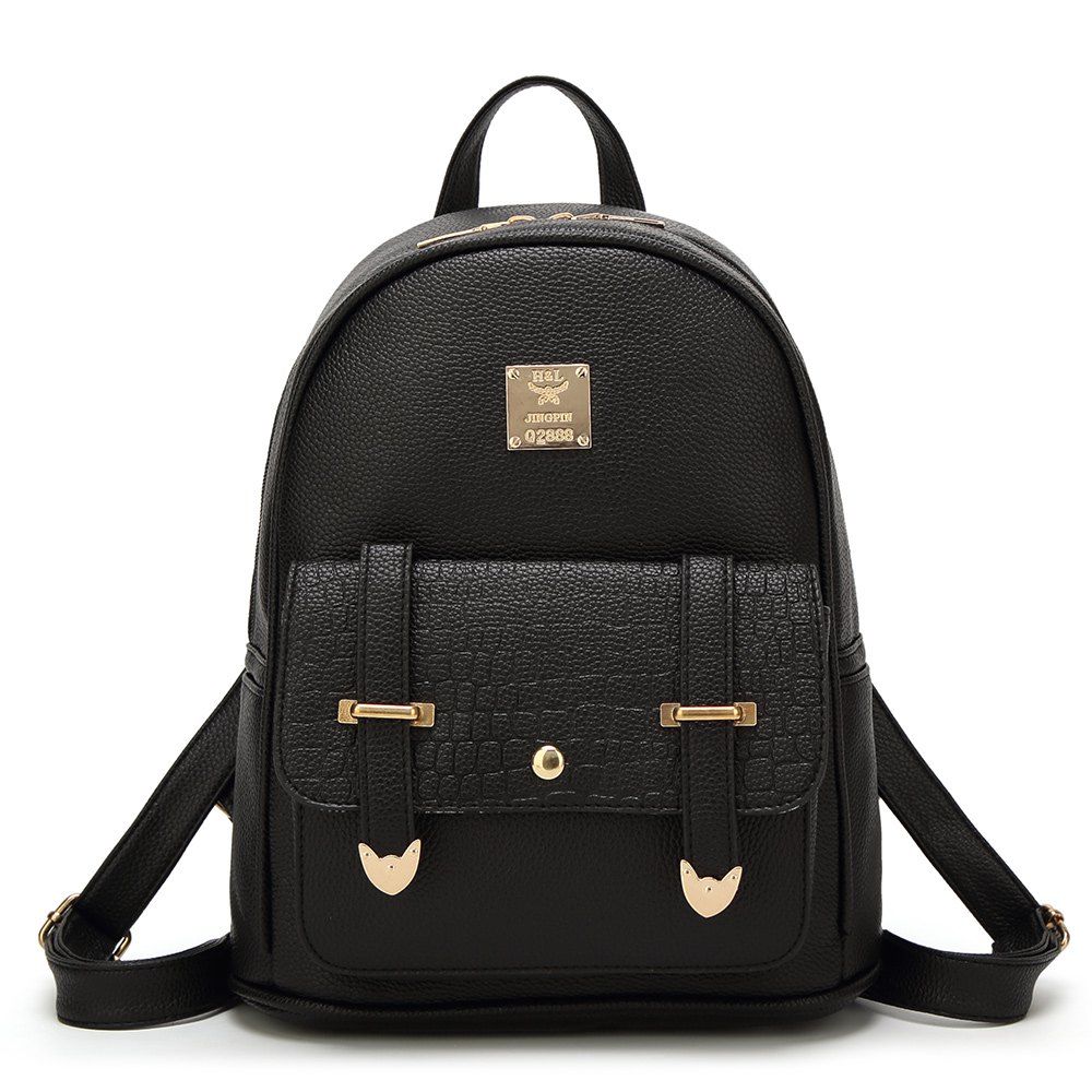 

Double Shoulder Bag Woman Backpack Tide Han Version of The Crocodile Tattoo Casual School Bag, Black