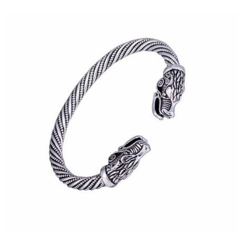 

Viking Wolf Bracelet Indian Jewelry Fashion Accessories Zinc Alloy Men Wristband Cuff Bracelets For Women Bangles, Silver and black