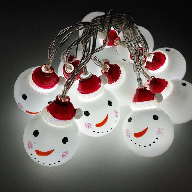

10 Pcs LED Snowman Lights Decorated with Christmas Tree Ornaments, White