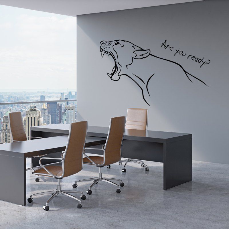

DSU Half body Leopard Roar Are You Ready Simple Art Wall Stickers, Black