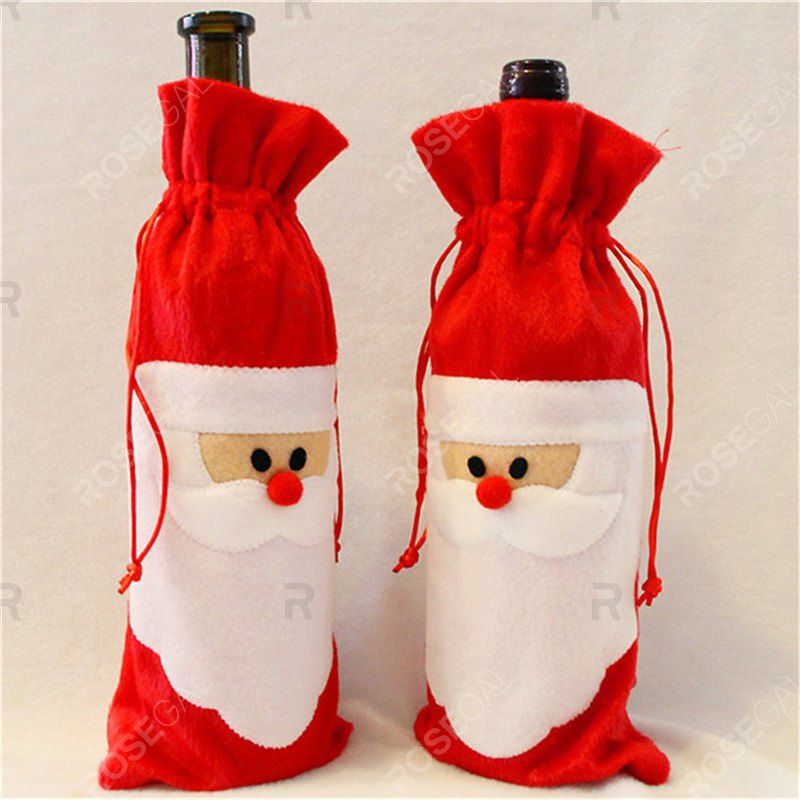 

Santa Claus 1 Piece Red Wine Bottle Cover Bags Christmas Dinner Table Decoration Home Party, Flame