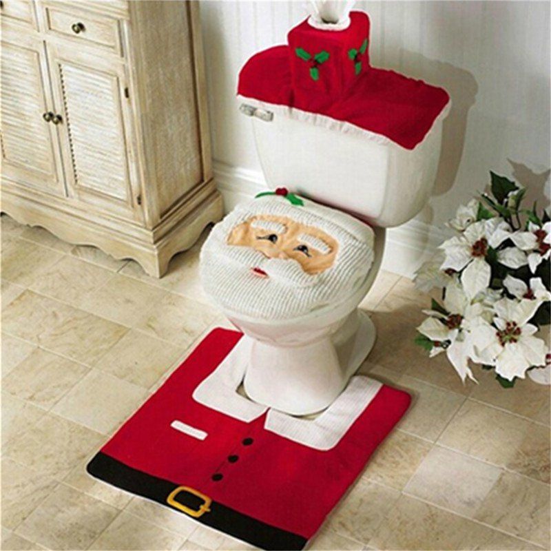 

WS0050 Merry Christmas Happy New Year Best Christmas Gift Decorations Bathroom Toilet Seat Carpet, Flame