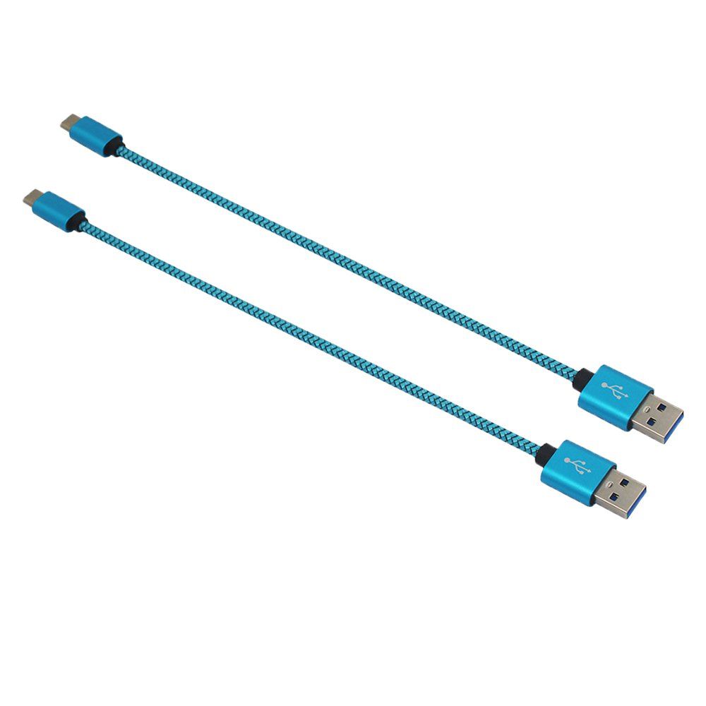 

Mini Smile 2PCS Quick Charge USB3.1 Type-C To USB 2.0 Charging Data Transfer Cables (25cm), Blue