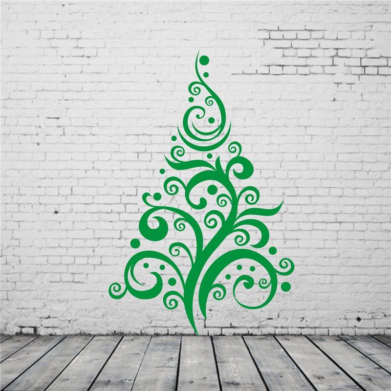 

Christmas Tree Pattern Removable Wall Stickers, Green