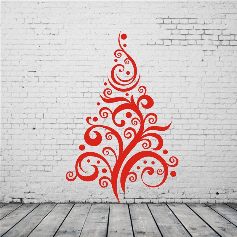 

Christmas Tree Pattern Removable Wall Stickers, Red