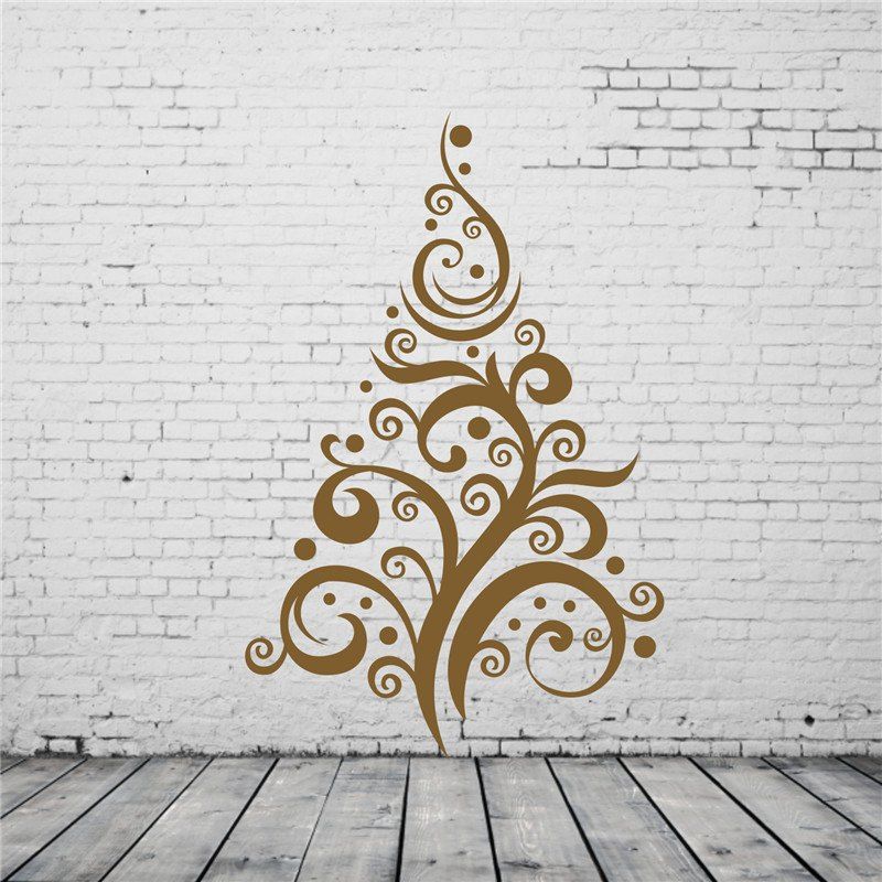 

Christmas Tree Pattern Removable Wall Stickers, Brown